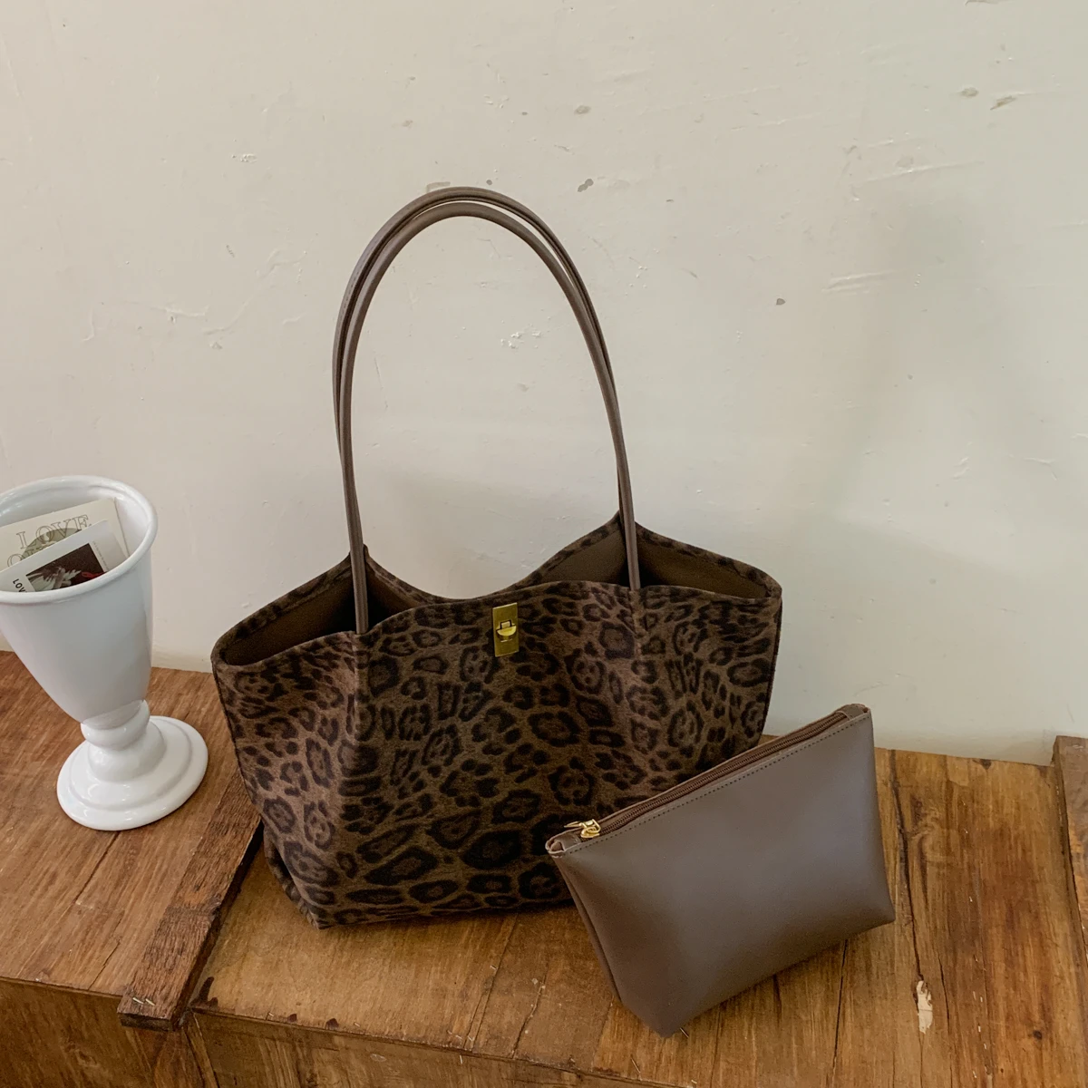 Retro Leopard Print Suede Tote - đánh giá và giá Luxury Bags Tote