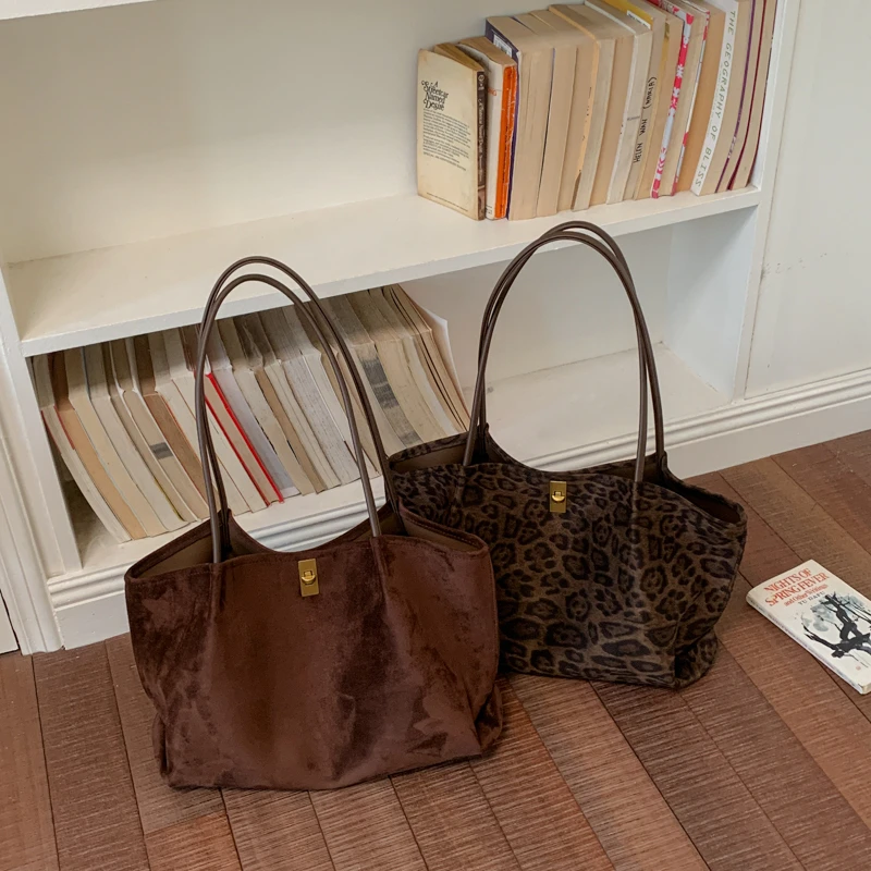 Retro Leopard Print Suede Tote - đánh giá và giá Luxury Bags Tote